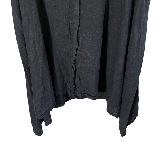 BRYN WALKER Willa Short Sleeve Linen Button Down Asymmetrical Tunic - Picture 5 of 10
